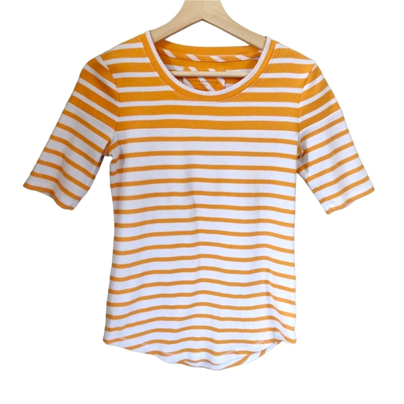 Banana Republic Yellow and White Striped Tee Small - Picture 1 of 10